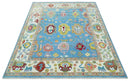 Blue and Ivory Traditional Oushak Hand Knotted Wool Area Rug by The Rug Decor