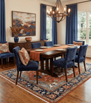 Hand Knotted Wool Area Rug Ivory Blue Rust Modern Traditional Heriz Serapi Woven by The Rug Decor