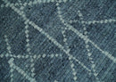 Hand Knotted Blue and Silver Moroccan Trellis Wool Area Rug Custom Size by The Rug Decor