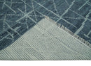 Hand Knotted Blue and Silver Moroccan Trellis Wool Area Rug Custom Size by The Rug Decor