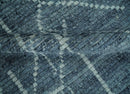 Hand Knotted Blue and Silver Moroccan Trellis Wool Area Rug Custom Size by The Rug Decor