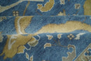Hand Knotted Blue, Beige and Olive Oriental Oushak 8x10 Wool Area Rug by The Rug Decor