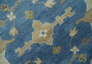 Hand Knotted Blue, Beige and Olive Oriental Oushak 8x10 Wool Area Rug by The Rug Decor