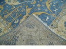 Hand Knotted Blue, Beige and Olive Oriental Oushak 8x10 Wool Area Rug by The Rug Decor