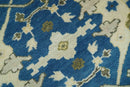 Hand Knotted Blue, Ivory and Olive 6x9 Oriental Oushak wool area rug by The Rug Decor