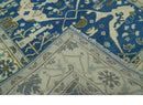 Hand Knotted Blue, Ivory and Olive 6x9 Oriental Oushak wool area rug by The Rug Decor