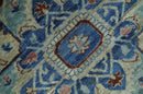 Hand Knotted Antique Blue Ivory Rust Persian Heriz Serapi Wool Rug 5x8 by The Rug Decor