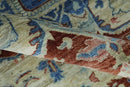 Hand Knotted Antique Blue Ivory Rust Persian Heriz Serapi Wool Rug 5x8 by The Rug Decor