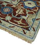 Hand Knotted Antique Blue Ivory Rust Persian Heriz Serapi Wool Rug 5x8 by The Rug Decor