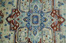 Hand Knotted Antique Blue Ivory Rust Persian Heriz Serapi Wool Rug 5x8 by The Rug Decor
