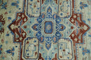 Hand Knotted Blue, Ivory and Rust Antique Persian Heriz Serapi Wool Rug, 5x8, 6x9, 8x10 and 9x12 Living Room Rug | TRD2559