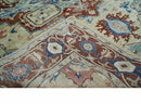 Hand Knotted Antique Blue Ivory Rust Persian Heriz Serapi Wool Rug 5x8 by The Rug Decor