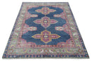 Hand Knotted Heriz Serapi Traditional Blue Silver Pink Wool Rug