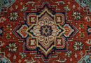 Hand knotted Brown, Aqua and Blue Traditional Heriz Serapi wool area rug by The Rug Decor