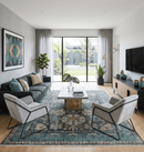Hand Knotted Charcoal and Aqua Wool Area Rug - Oriental Khotan Traditional Design