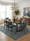 Wool Area Rug Hand Knotted Charcoal and Aqua Traditional Oushak