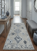 Hand Knotted Charcoal Ivory Wool Area Rug Traditional Design Blended Custom Made by The Rug Decor