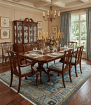 Blue and Silver Striking Oushak Wool Area Rug - Hand-Knotted by The Rug Decor
