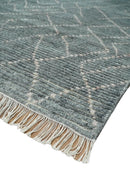 Hand Knotted Moroccan Trellis Charcoal and Ivory Wool Area Rug by The Rug Decor