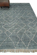 Hand Knotted Moroccan Trellis Charcoal and Ivory Wool Area Rug by The Rug Decor