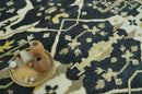 Hand Knotted Charcoal, Ivory and Olive Oriental Oushak 8x10 Wool Area Rug by The Rug Decor