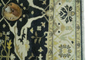 Hand Knotted Charcoal, Ivory and Olive Oriental Oushak 8x10 Wool Area Rug by The Rug Decor