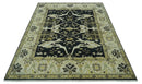 Hand Knotted Charcoal, Ivory and Olive Oriental Oushak 8x10 Wool Area Rug by The Rug Decor