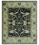Hand Knotted Charcoal, Ivory and Olive Oriental Oushak 8x10 Wool Area Rug by The Rug Decor