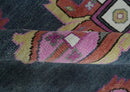 Hand Knotted Charcoal, Silver and Pink Traditional 9x12 Wool Area Rug by The Rug Decor