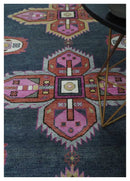 Hand Knotted Charcoal, Silver and Pink Traditional 9x12 Wool Area Rug by The Rug Decor