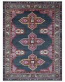 Hand Knotted Charcoal, Silver and Pink Traditional 9x12 Wool Area Rug by The Rug Decor