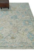 Ivory and Blue Wool Area Rug Contemporary Hand Knotted Artisan Handwoven Premium by The Rug Decor