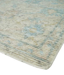 Ivory and Blue Wool Area Rug Contemporary Hand Knotted Artisan Handwoven Premium by The Rug Decor