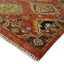 Hand-Knotted Wool Area Rug Rust Brown Black Antique Traditional by The Rug Decor