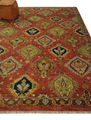Hand-Knotted Wool Area Rug Rust Brown Black Antique Traditional by The Rug Decor
