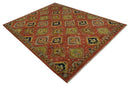 Hand-Knotted Wool Area Rug Rust Brown Black Antique Traditional by The Rug Decor