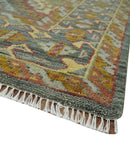 Hand Knotted Gold and Charcoal 8x10 Oriental Traditional Wool Area Rug by The Rug Decor