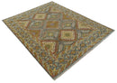 Hand Knotted Gold and Charcoal 8x10 Oriental Traditional Wool Area Rug by The Rug Decor