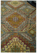 Hand Knotted Gold and Charcoal 8x10 Oriental Traditional Wool Area Rug by The Rug Decor