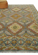 Hand Knotted Gold and Charcoal 8x10 Oriental Traditional Wool Area Rug by The Rug Decor