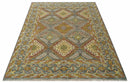 Hand Knotted Gold and Charcoal 8x10 Oriental Traditional Wool Area Rug by The Rug Decor