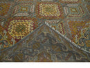 Hand Knotted Gold and Charcoal 9x12 Oriental Traditional Wool Area Rug by The Rug Decor
