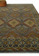 Hand Knotted Gold and Charcoal 9x12 Oriental Traditional Wool Area Rug by The Rug Decor