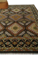 Olive Gold Black Brown Wool Area Rug - Hand-Knotted Oriental