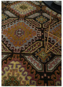 Olive Gold Black Brown Wool Area Rug - Hand-Knotted Oriental