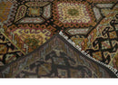 Olive Gold Black Brown Wool Area Rug - Hand-Knotted Oriental