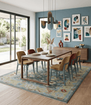 Wool Hand Knotted Oushak Area Rug Silver and Beige Traditional