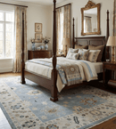 Hand Knotted Silver and Beige Traditional Oushak Vintage Wool Rug