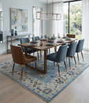 Hand Knotted Silver and Beige Traditional Oushak Vintage Wool Rug