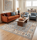 Gray and Ivory Hand Knotted Wool Area Rug - Traditional Oushak by The Rug Decor